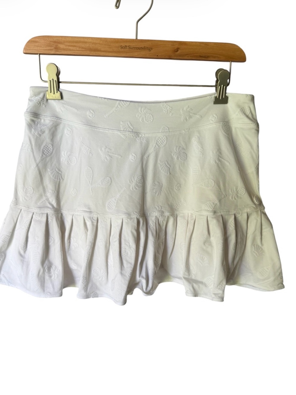 Lilly Pulitzer White Ruffle-Hem Skort with Subtle Embossed Print